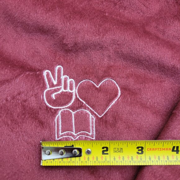 Hoodie Sweater Womens L Oversized Pink Cozy Fluffy Lounge Peace Love Book Binge - Picture 9 of 14